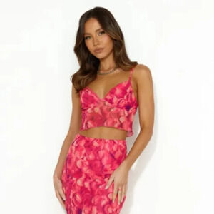 Hello Molly Shopaholic Girl Mesh Floral Crop Top